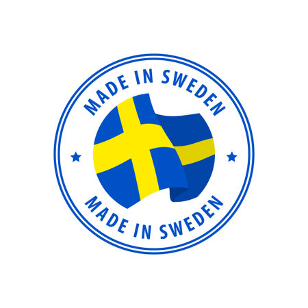 Made in Sweden stamp, sticker. Vector illustration.のイラスト素材