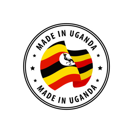 Made in Uganda stamp, sticker. Vector illustration.のイラスト素材