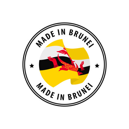Made in Brunei stamp, sticker. Vector illustration.のイラスト素材