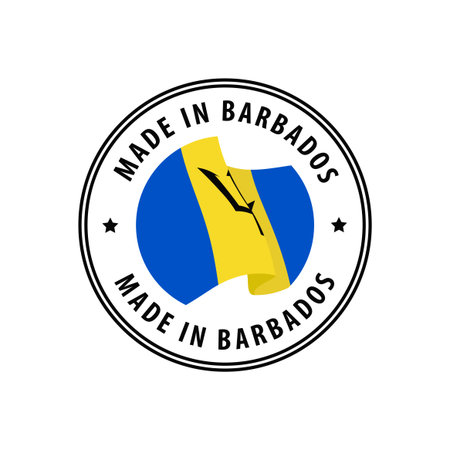 Made in Barbados stamp, sticker. Vector illustration.のイラスト素材