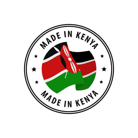 Made in Kenya stamp, sticker. Vector illustration.のイラスト素材