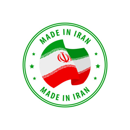 Made in Iran stamp, sticker. Vector illustration.のイラスト素材