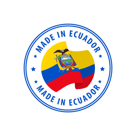 Made in Ecuador stamp, sticker. Vector illustration.のイラスト素材