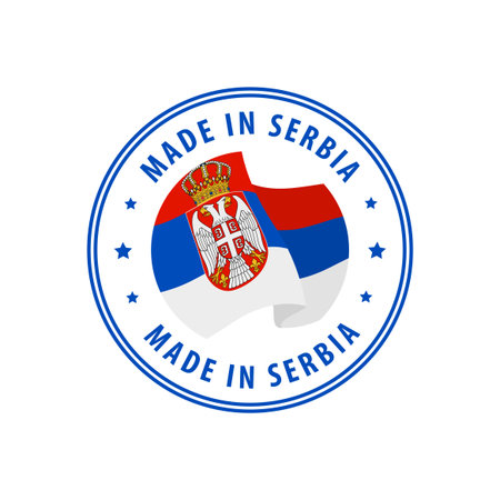 Made in Serbia stamp, sticker. Vector illustration.のイラスト素材