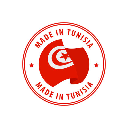 Made in Tunisia stamp, sticker. Vector illustration.のイラスト素材