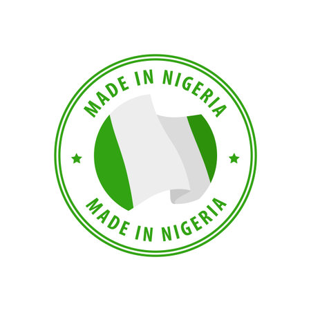 Made in Nigeria stamp, sticker. Vector illustration.のイラスト素材