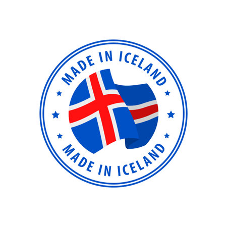 Made in Iceland stamp, sticker. Vector illustration.のイラスト素材