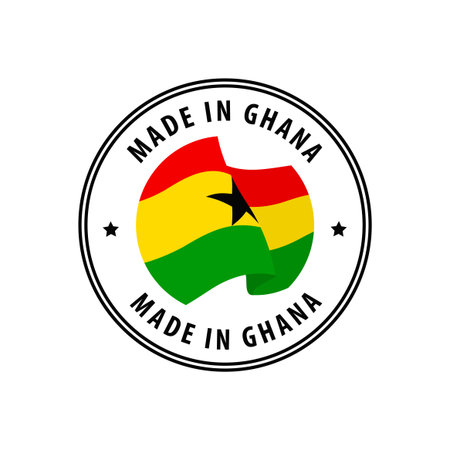 Made in Ghana stamp, sticker. Vector illustration.のイラスト素材