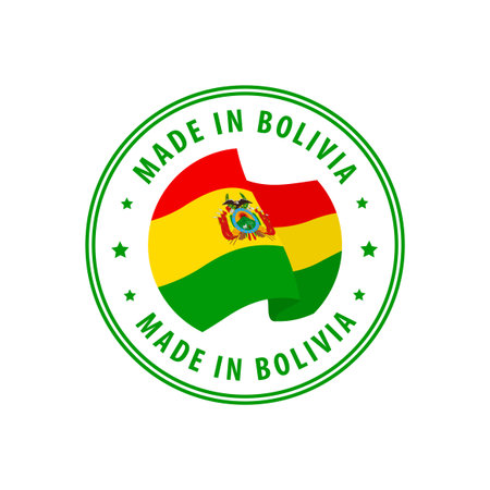 Made in Bolivia stamp, sticker. Vector illustration.のイラスト素材