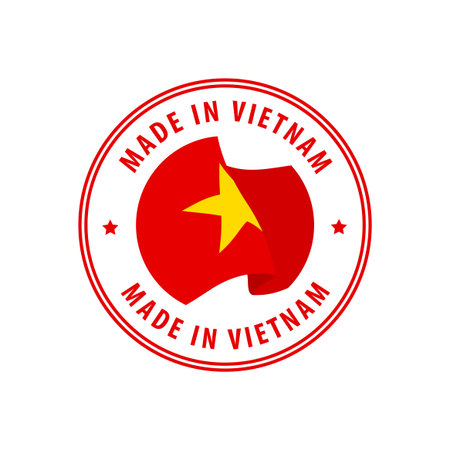 Made in Vietnam stamp, sticker. Vector illustration.のイラスト素材