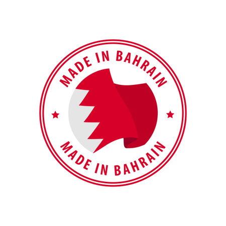 Made in Bahrain stamp, sticker. Vector illustration.のイラスト素材