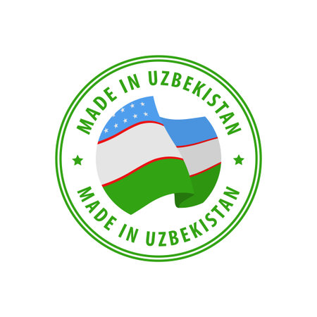 Made in Uzbekistan stamp, sticker. Vector illustration.のイラスト素材