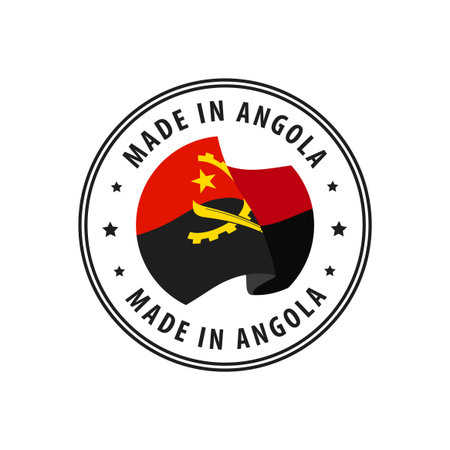 Made in Angola stamp, sticker. Vector illustration.のイラスト素材