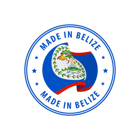 Made in Belize stamp, sticker. Vector illustration.のイラスト素材