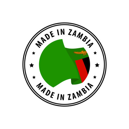 Made in Zambia stamp, sticker. Vector illustration.のイラスト素材