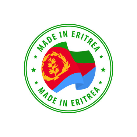 Made in Eritrea stamp, sticker. Vector illustration.のイラスト素材