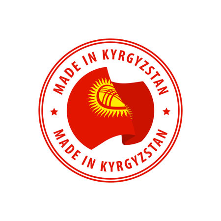 Made in Kyrgyzstan stamp, sticker. Vector illustration.のイラスト素材