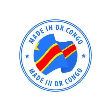 Made in Democratic Republic of the Congo stamp, sticker. Vector illustration.のイラスト素材
