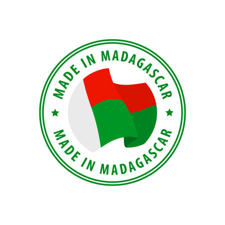 Made in Madagascar stamp, sticker. Vector illustration.のイラスト素材