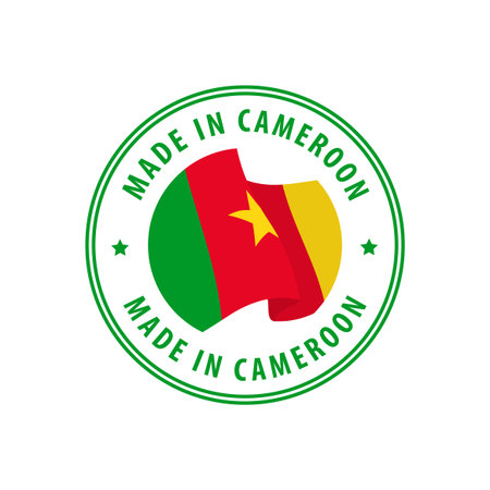 Made in Cameroon stamp, sticker. Vector illustration.のイラスト素材