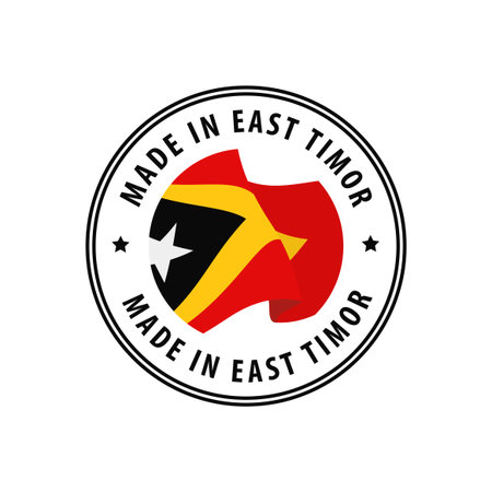 Made in East Timor stamp, sticker. Vector illustration.のイラスト素材