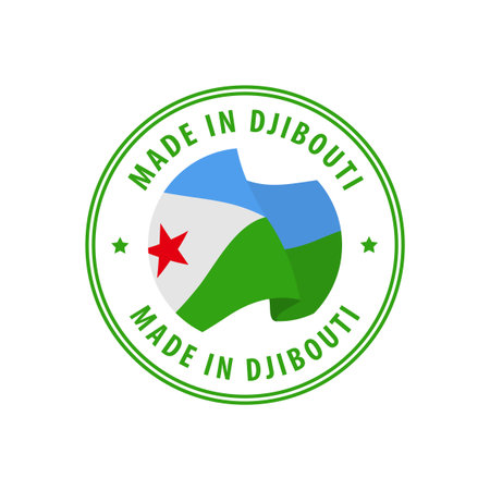 Made in Djibouti stamp, sticker. Vector illustration.のイラスト素材