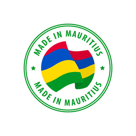 Made in Mauritius stamp, sticker. Vector illustration.のイラスト素材