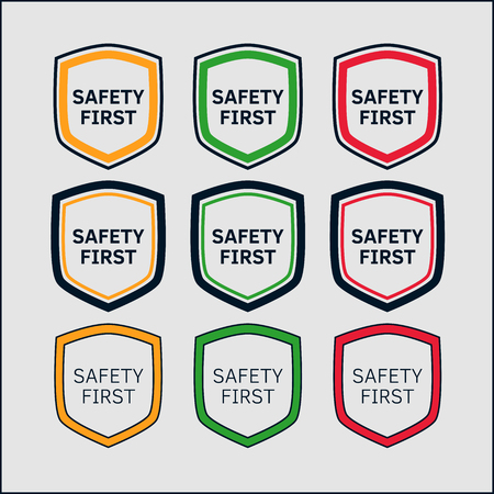 Safety First icon in shape of shieldのイラスト素材