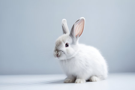 Baby rabbit on a white background. AI generated.の素材