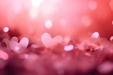 Abstract background with pink hearts bokeh, pink rose gradient. Valentine's day and mother's day concept. AI generated.の素材