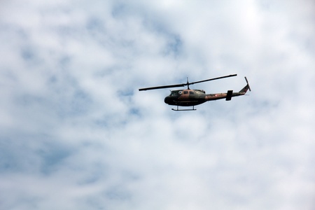 Helicopter of Turkish army searches to see what is going on on the ground の写真素材
