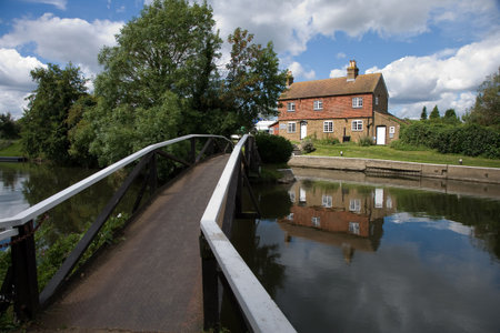 Stoke Lock on the River Weyの写真素材