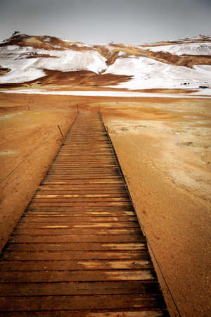 Námaskarð geothermal active volcanic area in North West Icelandの写真素材