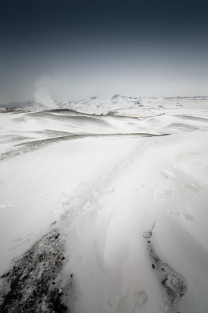 The main crater at Krafla Volcano in Northern Icelandの写真素材