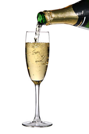 Pouring champagne into glassの写真素材