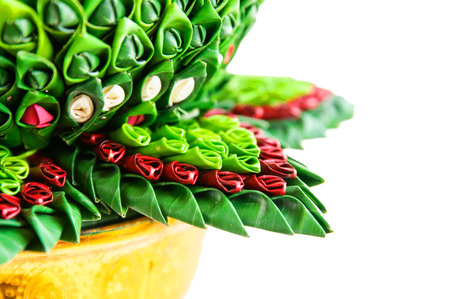 art from banana leaf, handwork thai styleの写真素材