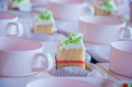 A cup of cafe and cakeの写真素材