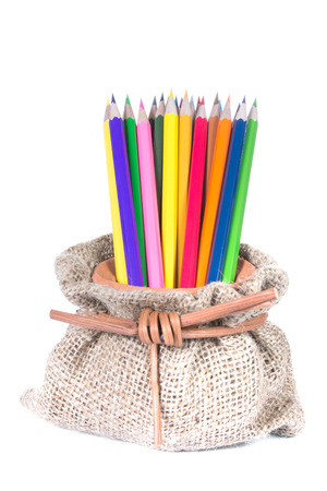 Colour pencils isolated on white backgroundの写真素材