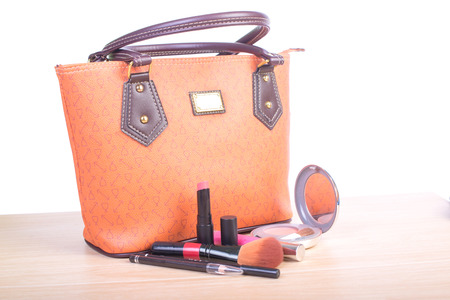Women bag with cosmeticsの写真素材