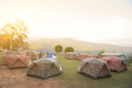 Blurred Camping site and sunrise background