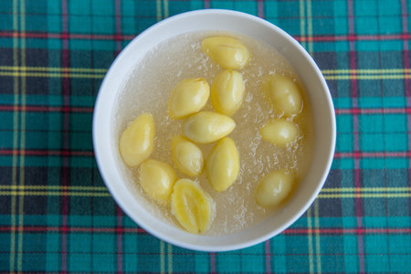Luxury dessert - bowl of bird nest with ginkgo