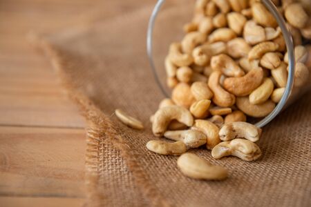 Cashew nuts baked salt Nutritious and nourishing the brainの写真素材