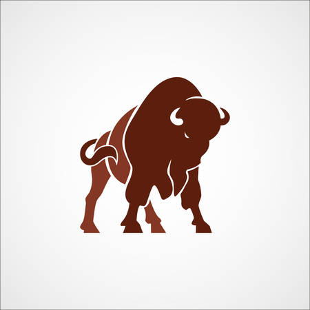 aggressive bison buffalo sign emblem isolated illustrationのイラスト素材