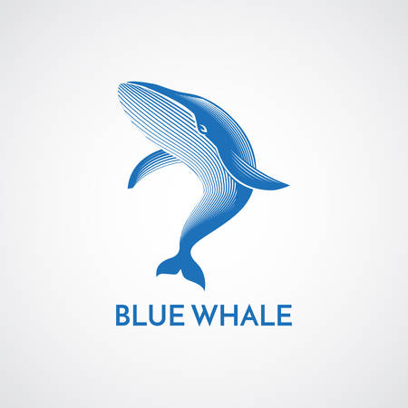 Blue whale detailed sign emblem isolated illustrationのイラスト素材