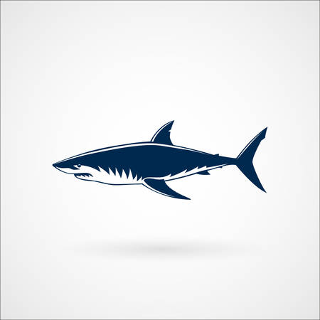 Great white shark sign emblem illustration on white backgroundのイラスト素材