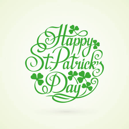 St.Patrick Day circle lcalligraphy lettering on white background vector illustrationのイラスト素材