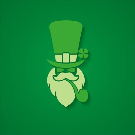 St. Patrick's Day leprechaun green background badge emblem sign vector illustrationのイラスト素材