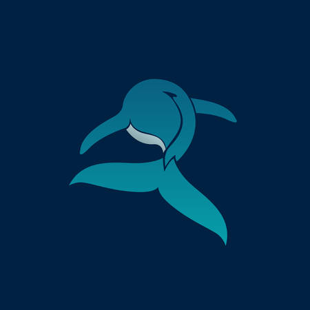Blue whale floating away sign on dark background vector illustrationのイラスト素材