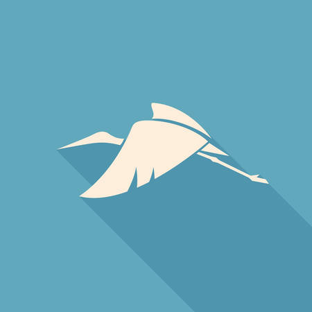 flying stork sign emblem on a blue background vector illustrationのイラスト素材