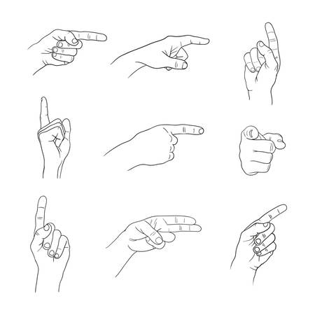 forefinger hands set on white backgroundのイラスト素材